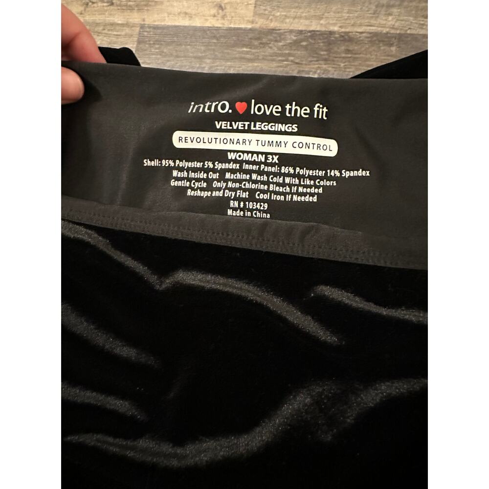 Intro Love The Fit Women Black Velvet Leggings Revolutionary Tommy Control 3X - Picture 3 of 3